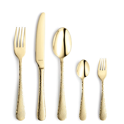 Champagnerfarbenes 30-teiliges CRYSTAL Besteckset von Kuppels Home, Edelstahl mit PVD-Beschichtung, elegantes Geschirrset
