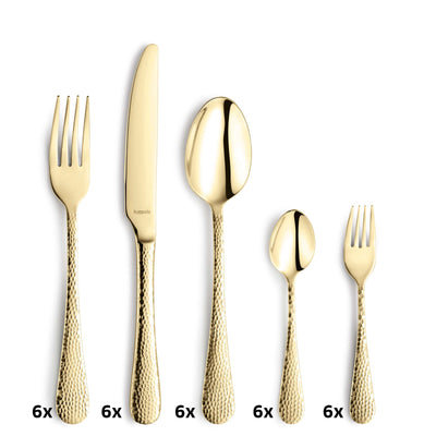 30-teiliges CRYSTAL Besteckset von Kuppels Home aus PVD-Champagner, elegantes Besteck für feine Anlässe.