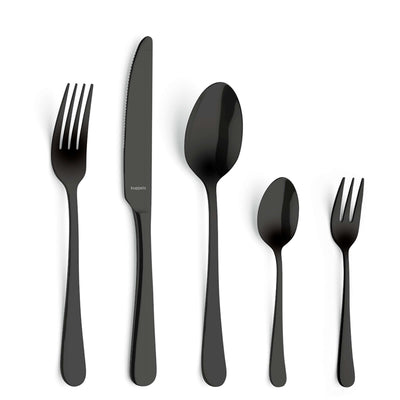 Schwarzes 30-teiliges Besteckset von Kuppels Home, DELIA Cutlery Set mit Messer, Gabel, Löffel, aus PVD-beschichtetem Edelstahl