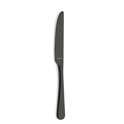 Schwarzes 30-teiliges Besteckset von Kuppels Home, inklusive Messer, Gabel, Löffel, aus PVD-beschichtetem Edelstahl.