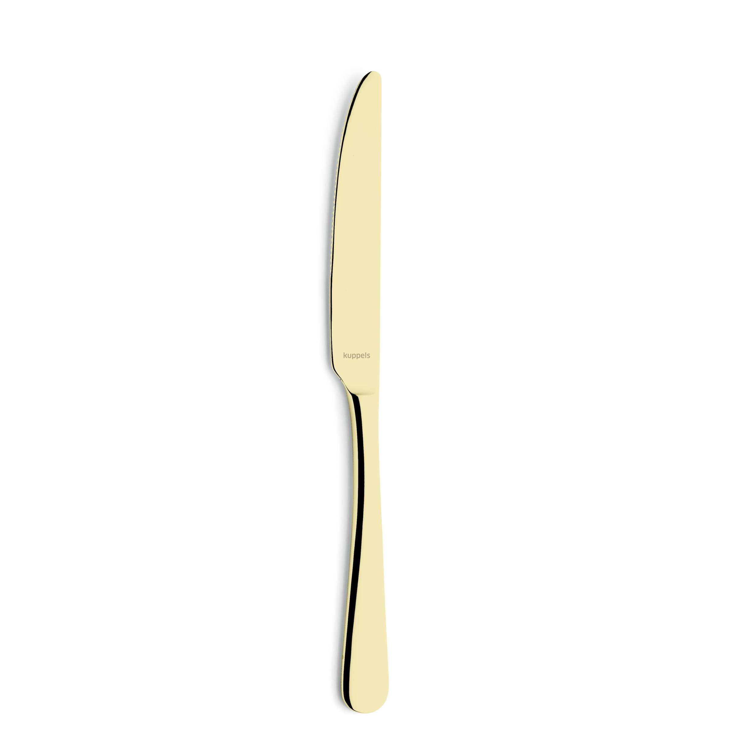 Elegantes 30-teiliges Besteckset von Kuppels Home aus PVD champagnerfarben, modernes Design, beste Qualität, für stilvollen Tisch.