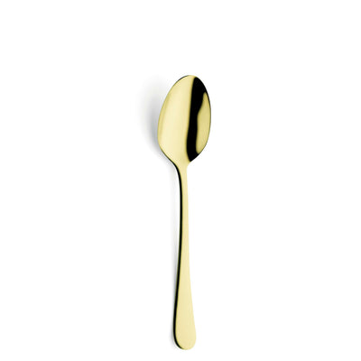 Elegantes 30-teiliges DELIA Besteckset von Kuppels Home aus PVD-champagnerfarben, mit Messer, Gabeln, Löffeln und Ergänzungen.