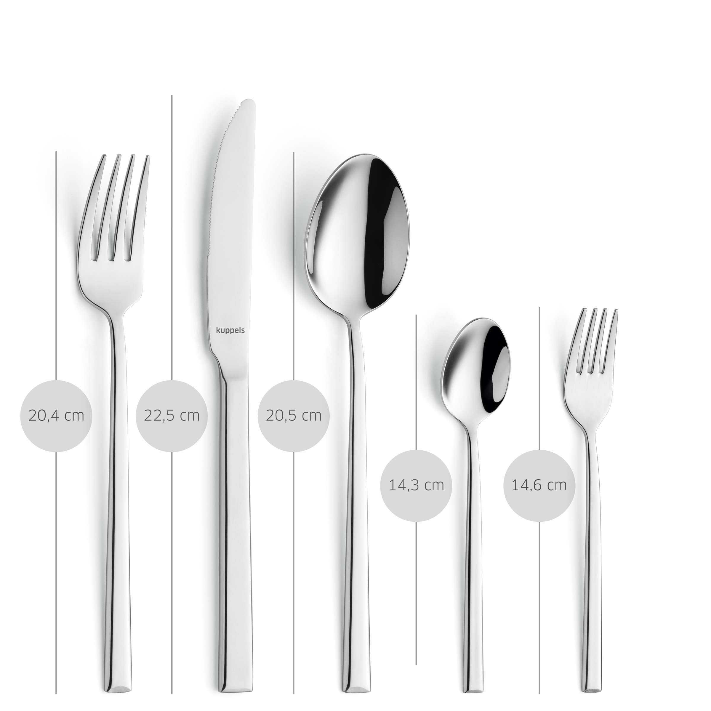 Kuppels SKAN Besteckset 30-teilig, Edelstahl, Messer, Gabeln, Löffel, modernes Besteck für den Tisch, platzsparend verpackt
