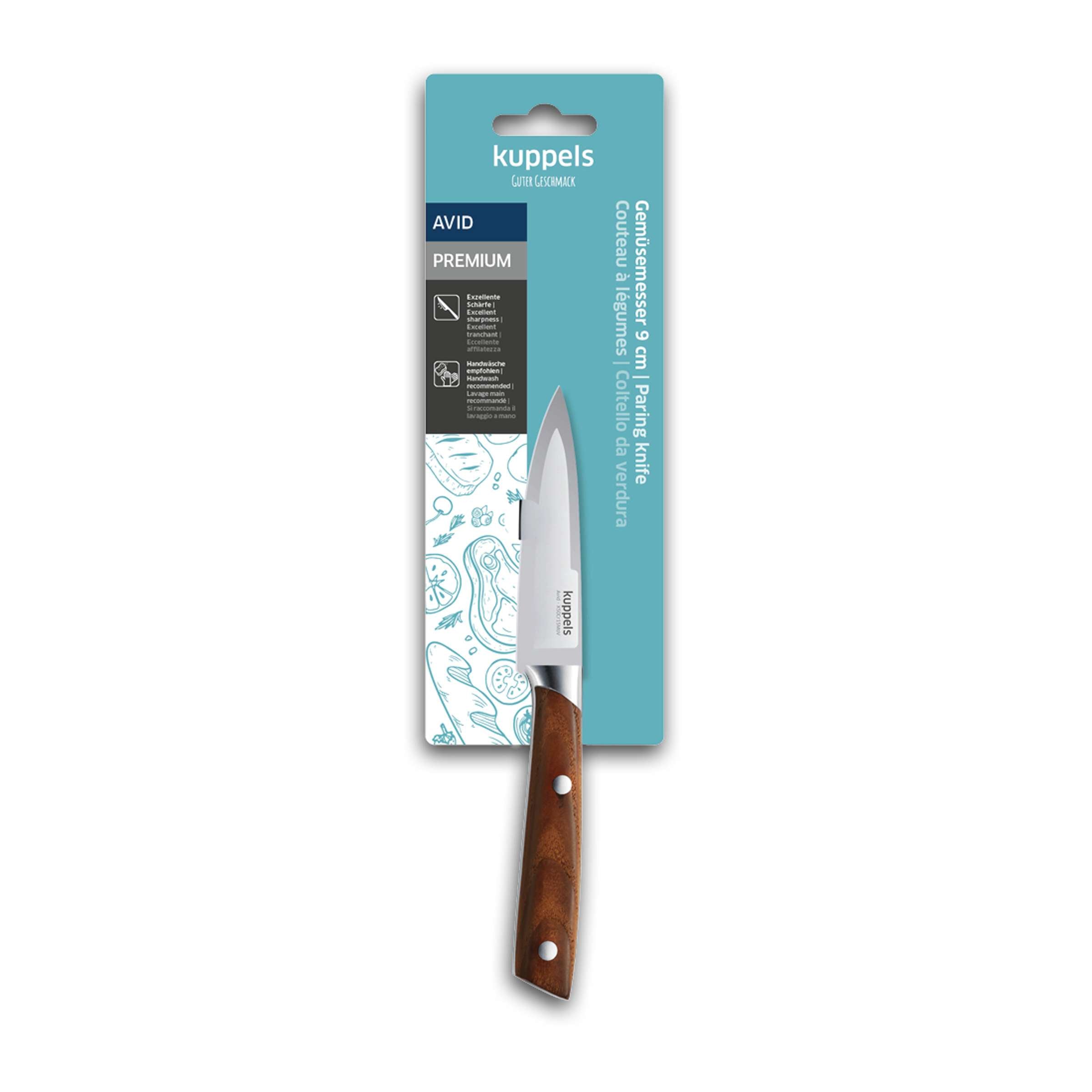 Küchenmesser von Kuppels, AVID Spickmesser, in Verpackung, scharfes Küchenwerkzeug für präzises Schneiden.