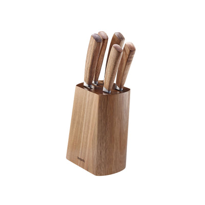 Kuppels Holz-Messerblock mit 5 Fächern für Küchenmesser, aus Holz gefertigt, elegante Aufbewahrung für Kochmesser