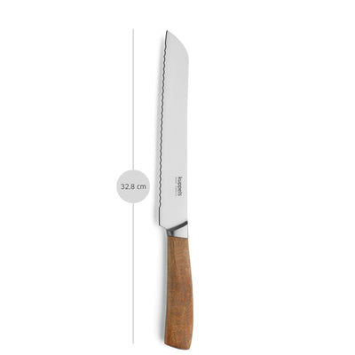 Kuppels Holz Brotmesser mit Holzgriff, scharfes Küchenmesser zum Schneiden von Brot und Backwaren, Nahaufnahme
