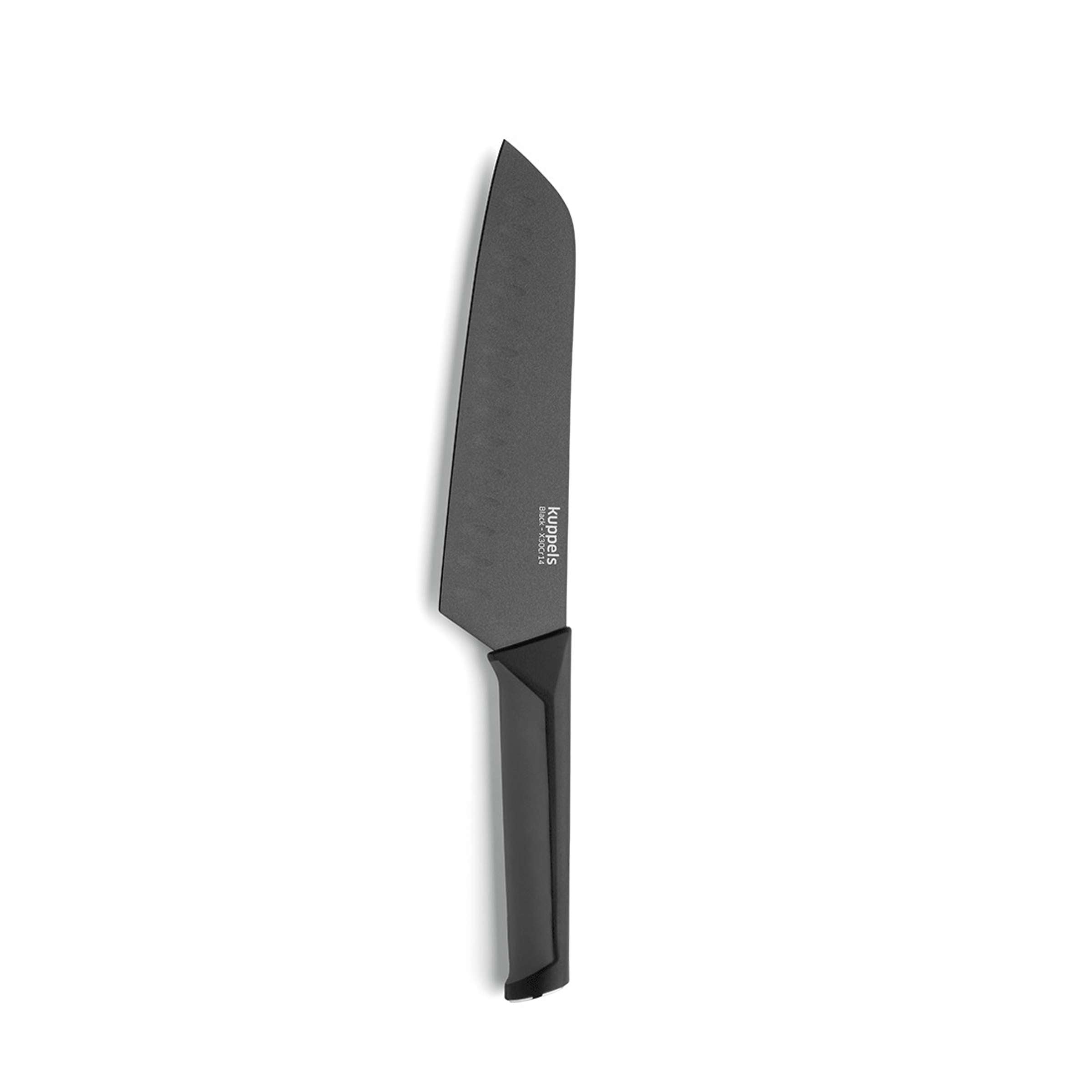 Schwarzes Santokumesser von Kuppels, Küchenmesser mit scharfer Klinge zum Schneiden und Zubereiten von Lebensmitteln