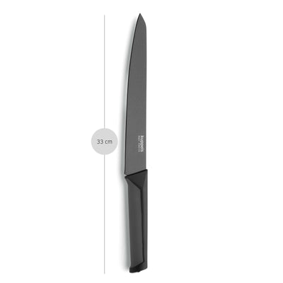 Schwarzes Fleischmesser von Kuppels, Küchenmesser mit scharfer Klinge, perfekt zum Schneiden von Fleisch und Fleischwaren.