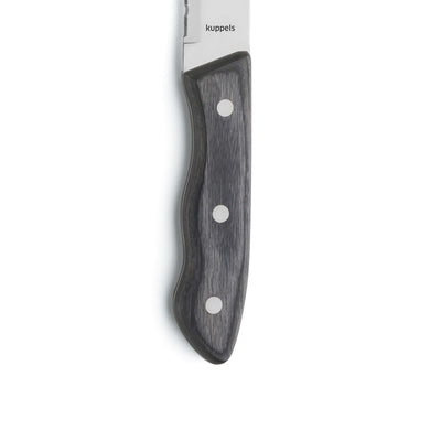 Schwarzes 3-teiliges Steakmesser-Set von Kuppels, hochwertiges Besteck für präzises Schneiden von Steak und Fleisch.