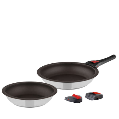 Kuppels QUICK CLACK PRO Pfannenset, 5-teilig, hochwertige Töpfe und Pfannen in Edelstahl, ideal für effizientes Kochen.