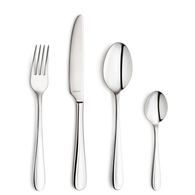 Kuppels TRIVO Besteckset 24-teilig mit Messer, Gabel, Löffel und Teelöffel aus Edelstahl auf weißem Hintergrund