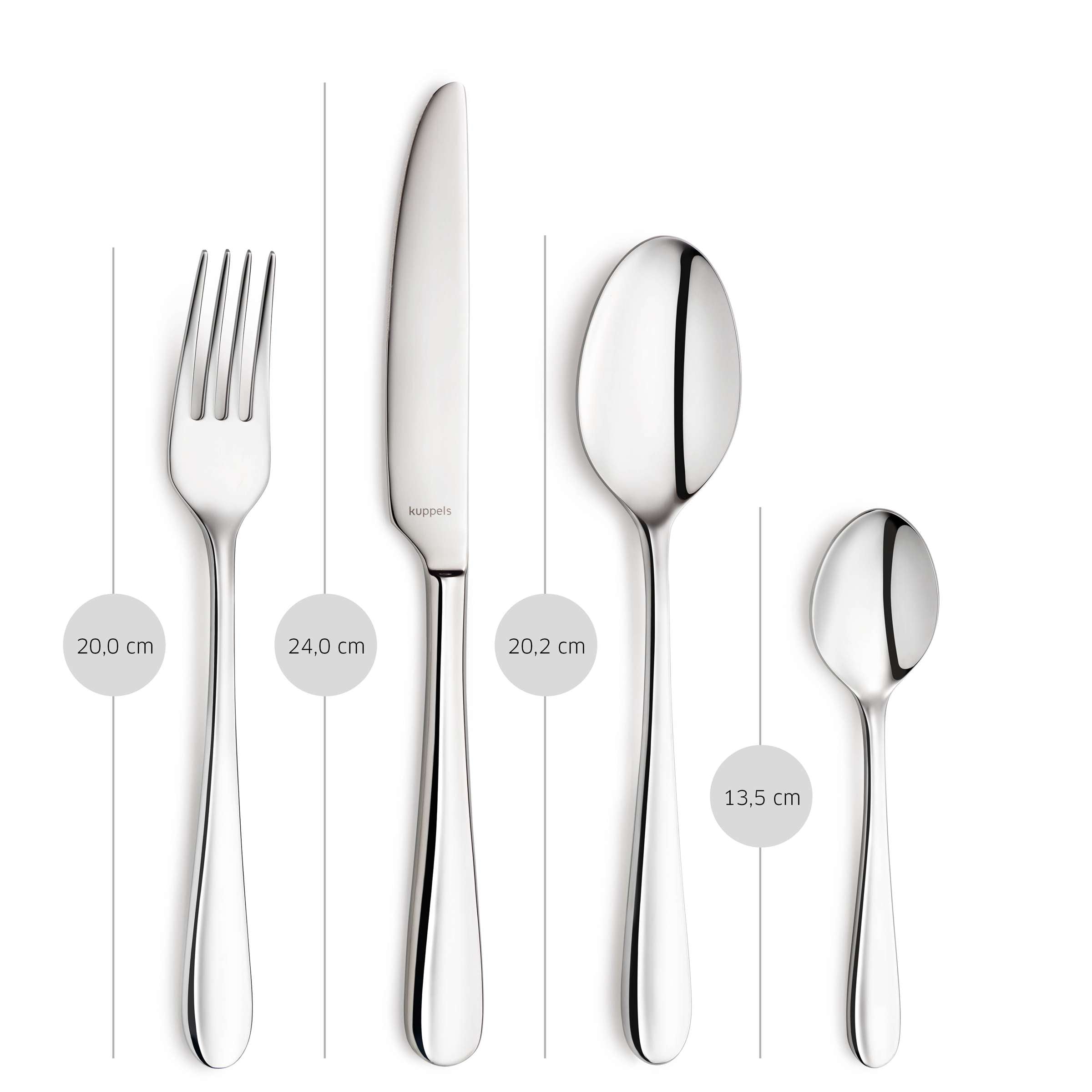 Kuppels TRIVO Besteckset 45-teilig mit Messer, Gabel, Löffel aus Edelstahl, elegante Besteckteile für den Tisch