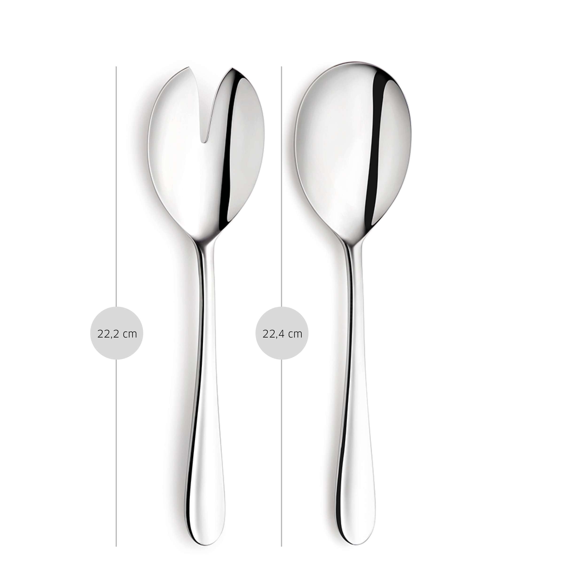 Kuppels TRIVO Besteckset 45-teilig mit Messer, Gabel, Löffel und Teelöffel aus Edelstahl, elegant auf weißem Hintergrund.