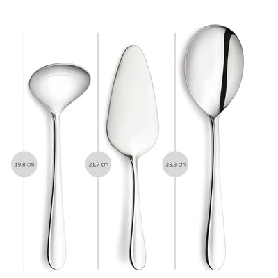TRIVO Besteckset 45-teilig von Kuppels, Messer, Gabeln, Löffel aus Edelstahl, elegant auf einem Tisch arrangiert
