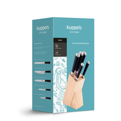 Kuppels TOUCH Messerblock 5-teilig aus Holz mit fünf Messern, stilvoller Küchenmesser-Organizer, platzsparend und funktional