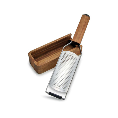 Feine Kuppels GRANO Handreibe aus Holz mit Holzcontainer, perfekt für Gewürze und Kräuter in der Küche.