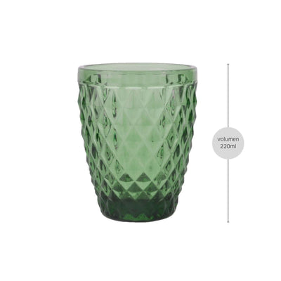 Grünes DIAMOND Trinkglas von Médard de Noblat, elegantes Tischgeschirr, klare Glasoberfläche, ideal für Getränke auf dem Tisch