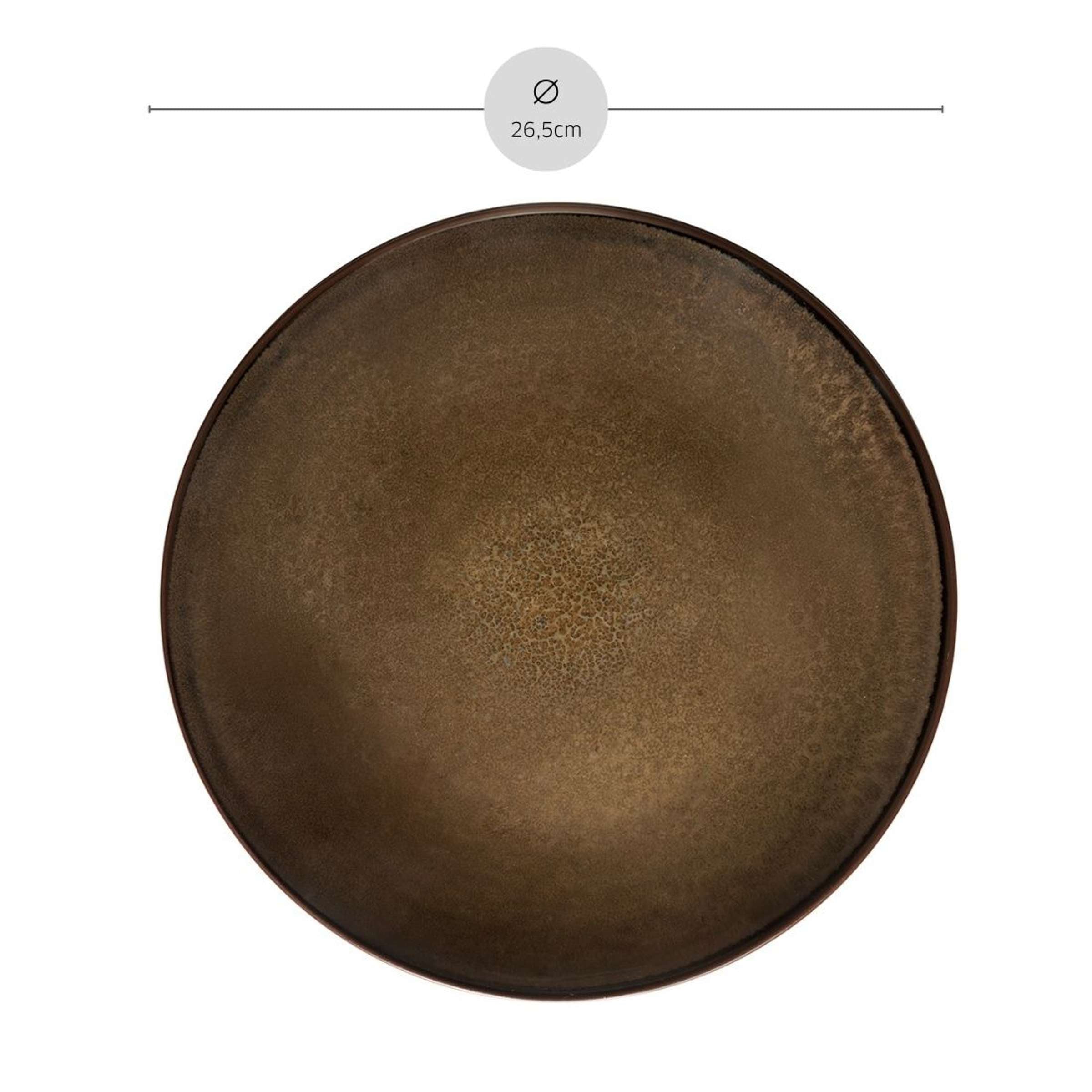Feining Bronze Speiseteller von Médard de Noblat, elegantes Tafelgeschirr mit bronzefarbenem Design, feines Porzellan, gedeckter Tisch