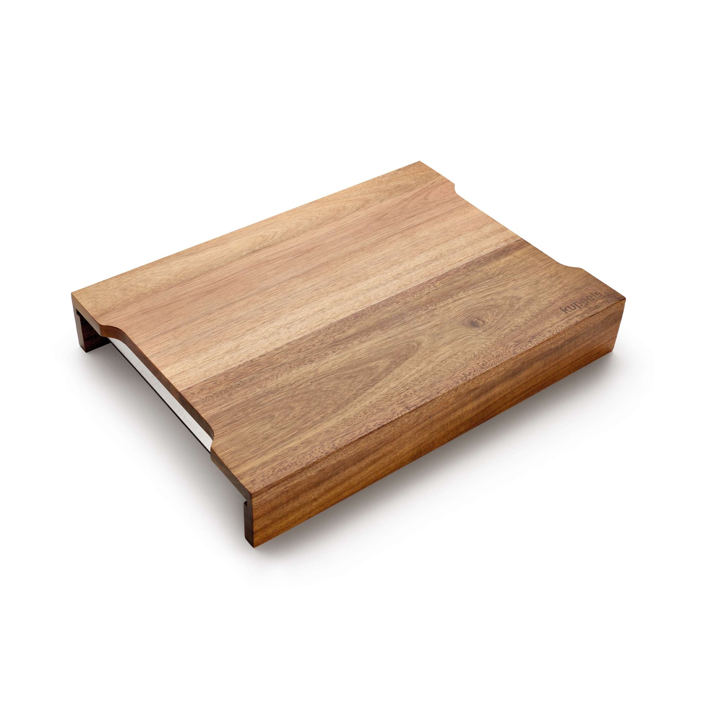 Kuppels Schneidebrett mit Auffangschale, Holz, ideal zum Schneiden und Aufbewahren von Lebensmitteln, praktische Küchenhilfe