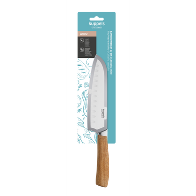 Kuppels Holz Santokumesser, Küchenmesser mit Holzgriff, scharf und ergonomisch, für präzises Schneiden in der Küche