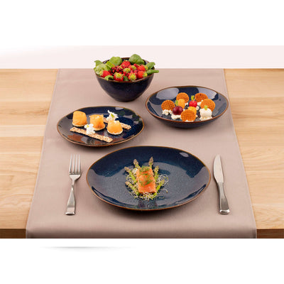 Blaue und braune VERTIGO DENIM Dessertteller von Médard de Noblat aus Keramik, Tischgeschirr für Desserts und kleine Speisen