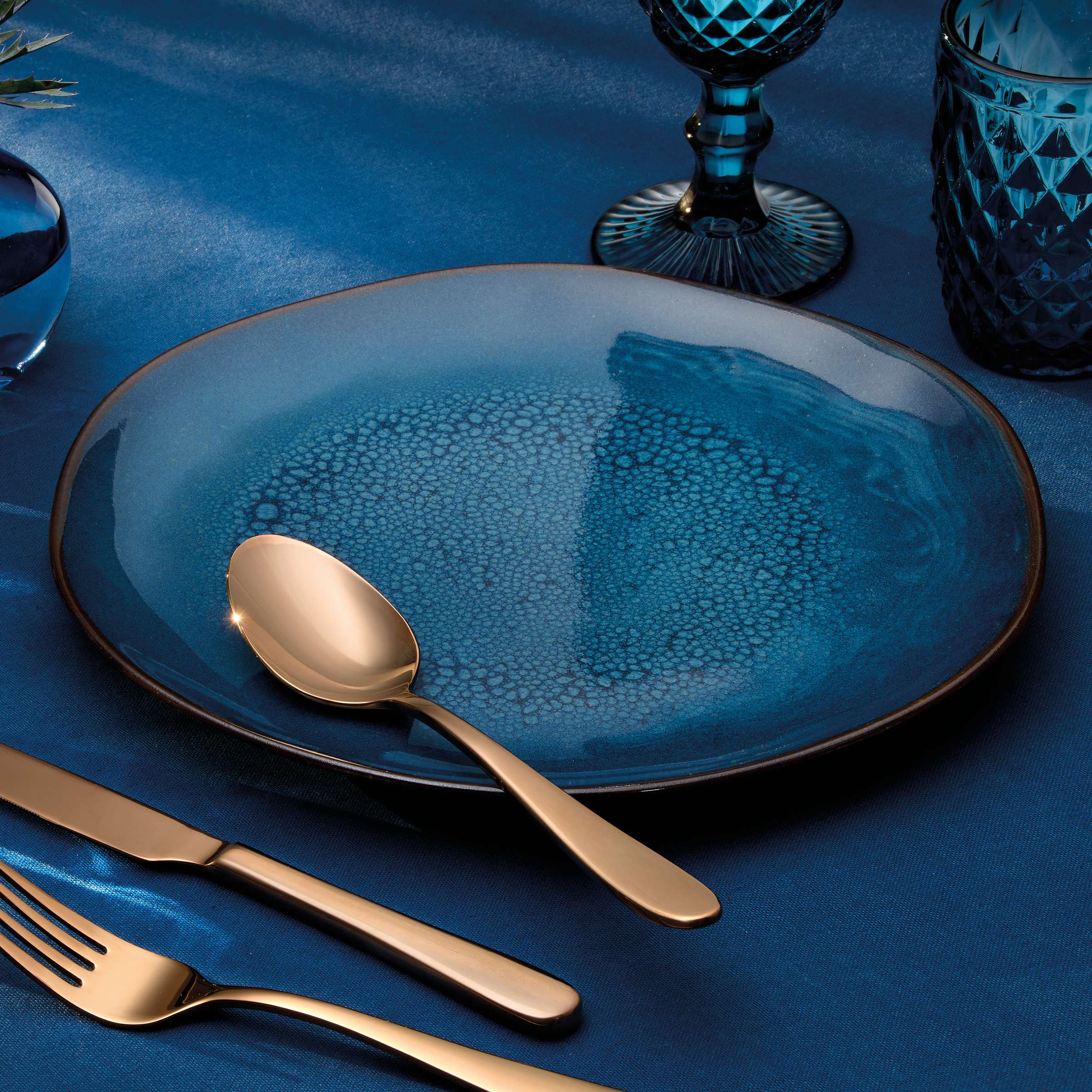 VERTIGO DENIM Dinerbord blauw, bruin