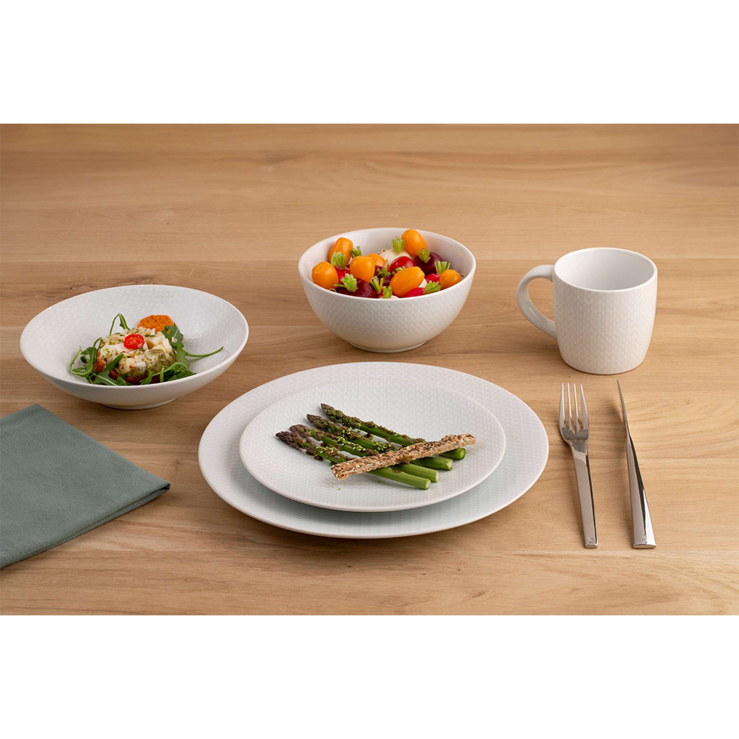 Weiße IZY Müslischale von Médard de Noblat, elegantes Geschirr für Frühstück und Müsli, fein gearbeitet, keramisches Tableware.