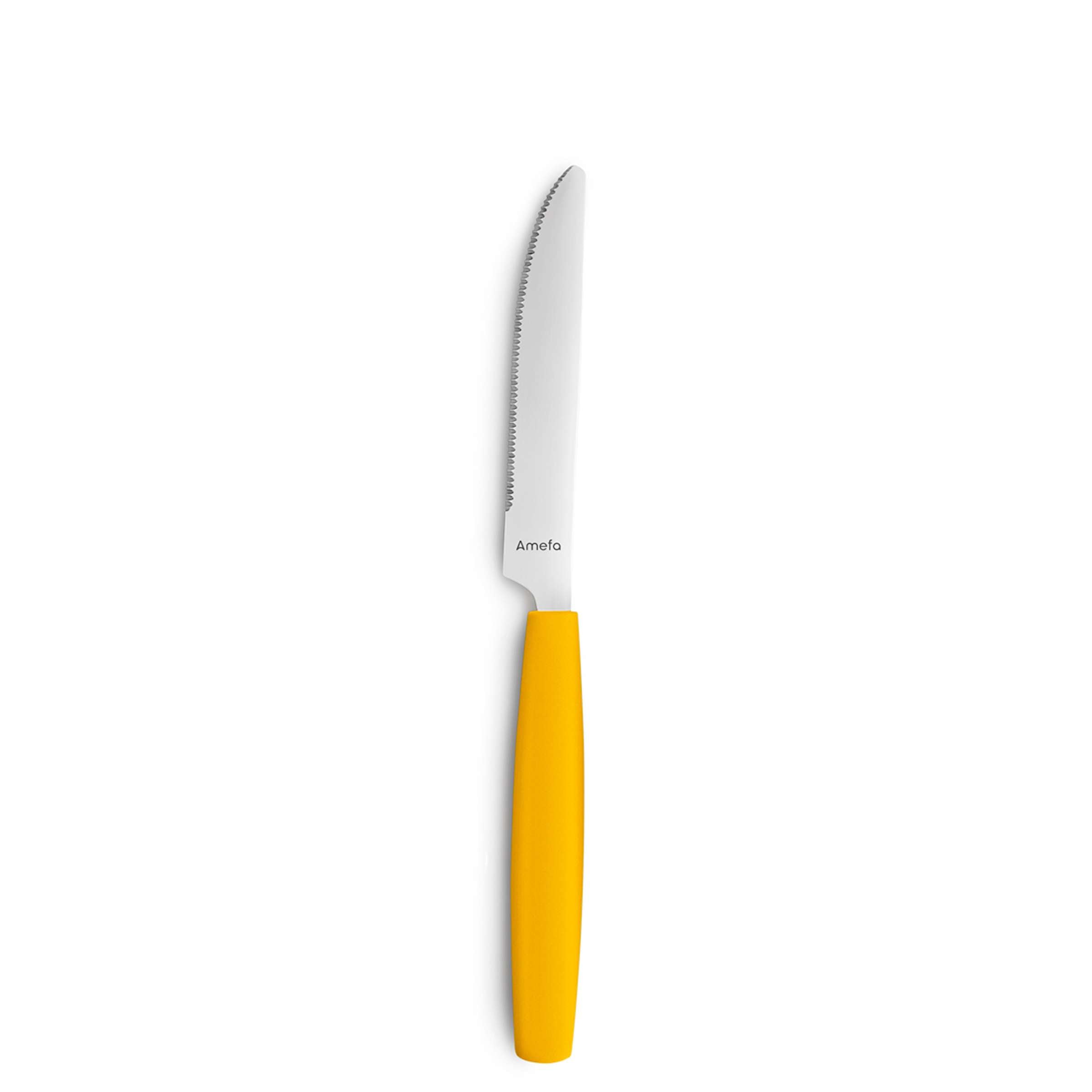 Amefa VALOA 16-teiliges gelbes Besteckset mit Messer, Gabel, Löffel und Teelöffel, moderne Küchenutensilien, farbiges Design
