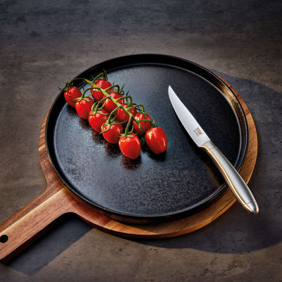 Amefa Prime Rib Steakmesser Set, 2-teilig, hochwertiges Besteck mit scharfen Messern für saftige Steaks, auf dunklem Hintergrund.