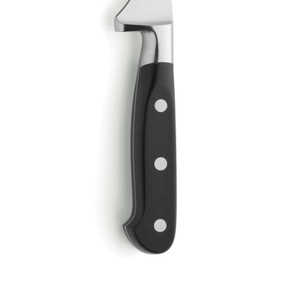 Richardson Sheffield V Sabatier Ausbeinmesser, Küchenmesser mit scharfer Klinge zum Ausbeinen, auf Holzunterlage liegend
