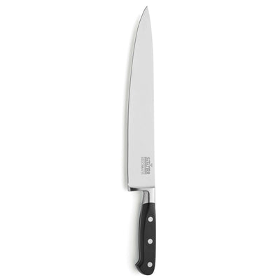 Schlankes Richardson Sheffield V Sabatier Kochmesser mit schwarzem Griff und scharfer Klinge, ideal für präzises Schneiden in der Küche.