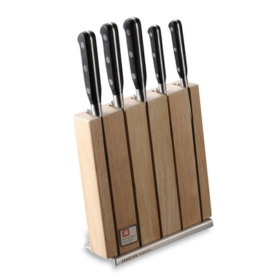 SABATIER Trompetten Messerblock von Richardson Sheffield mit fünf Messern, Holzblock für Küchenmesser und Schneidwerkzeuge.