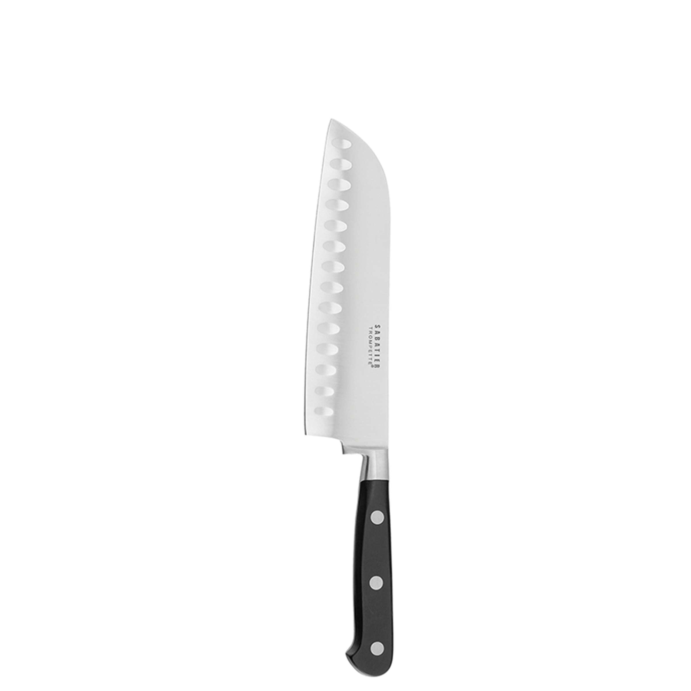 Richardson Sheffield Messerblock mit 9 Messern und Trompeten-Design, aus Edelstahl, auf weißem Hintergrund.