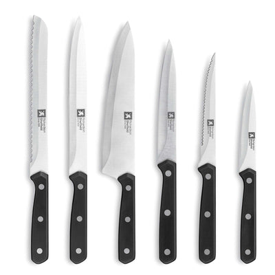 6-teiliges Messerblock-Set von Richardson Sheffield, Messer im Messerblock mit Holzdesign, für Küchenmesser und Schneidwerkzeuge