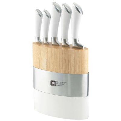 FUSION Messerblock 5-teilig von Richardson Sheffield, hochwertiges Messerblock-Set aus Holz mit fünf Messern und Küchenutensilien.