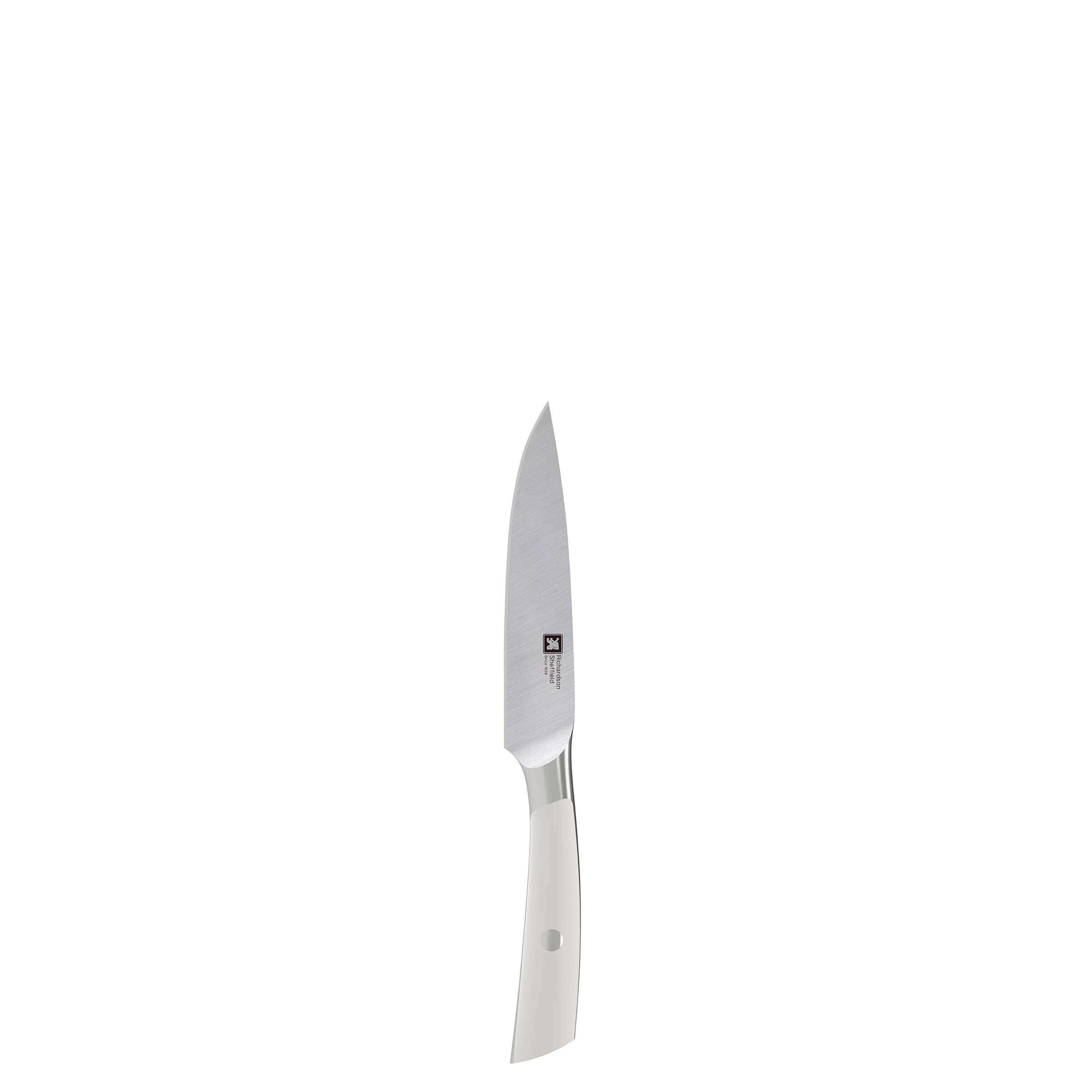 Dreiteiliges SUPREME Küchenmesser-Set von Richardson Sheffield mit scharfen Küchenmessern auf weißem Hintergrund.
