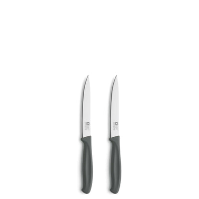 Zweitesilbiges Küchenmesser-Set von Richardson Sheffield mit Allzweckmessern, scharf und robust, auf einem Küchenarbeitsplatz.