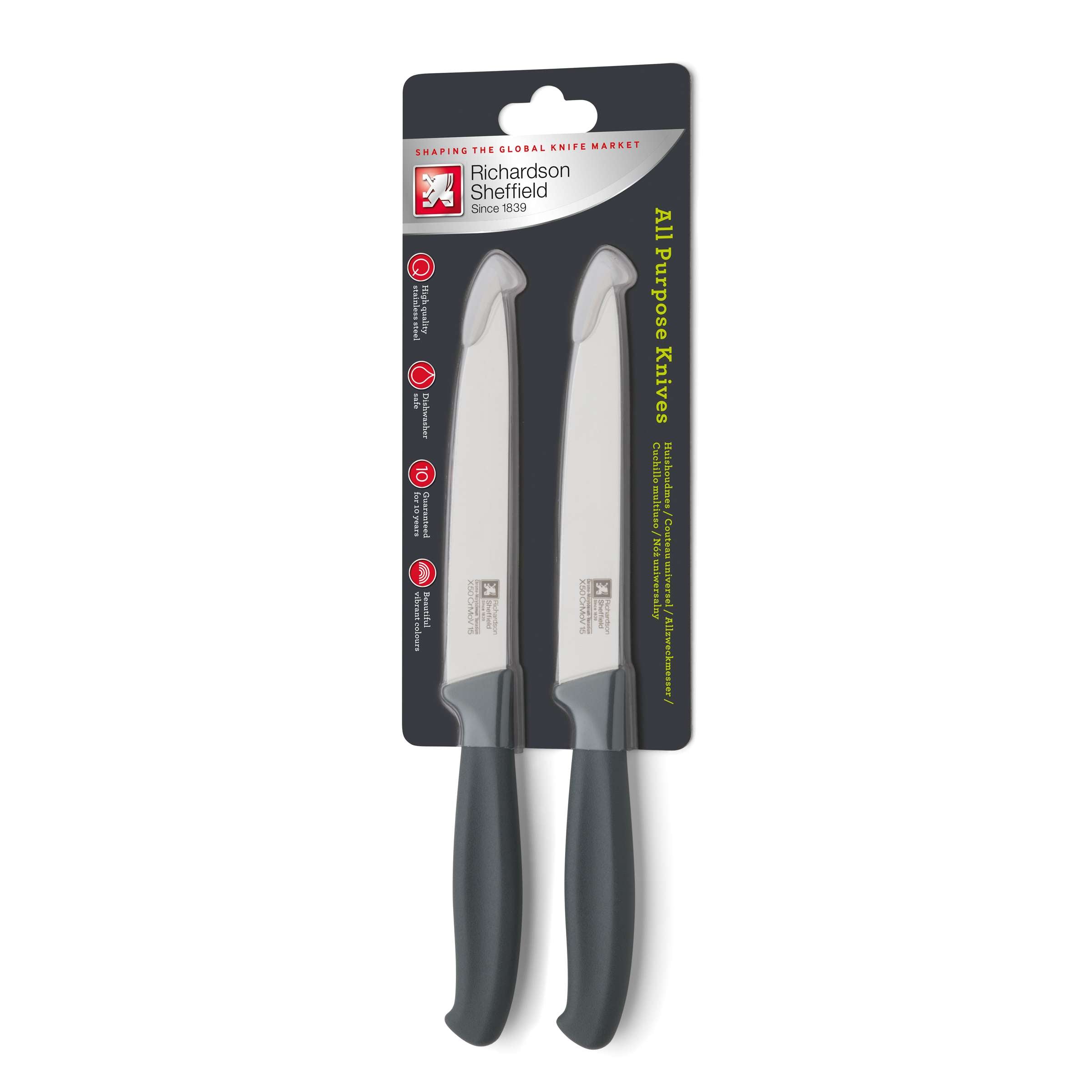 Richardson Sheffield SUP R CUT Allzweckmesser Set, 2-teilig, Küchenmesser mit scharfen Klingen, in Verpackung gezeigt