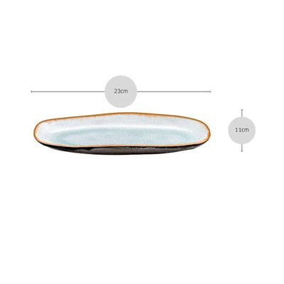 Kleine blaue und graue Servierplatte von Médard de Noblat Shadow Aqua, elegante Tafelware für das Servieren von Speisen.