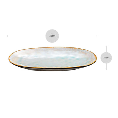 Große blaue und graue Servierplatte aus der SHADOW AQUA Serie von Médard de Noblat, elegantes Geschirr für Speisen.