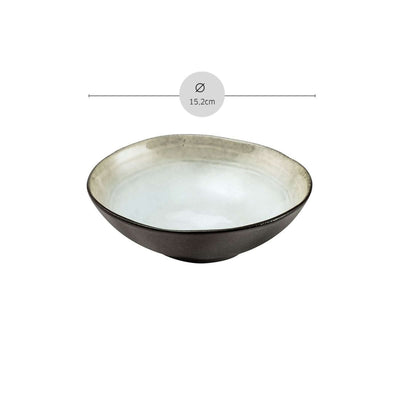 Große graue und weiße SHADOW NACRE Schüssel aus Geschirr von Médard de Noblat, elegante Tafelware, Nahaufnahme
