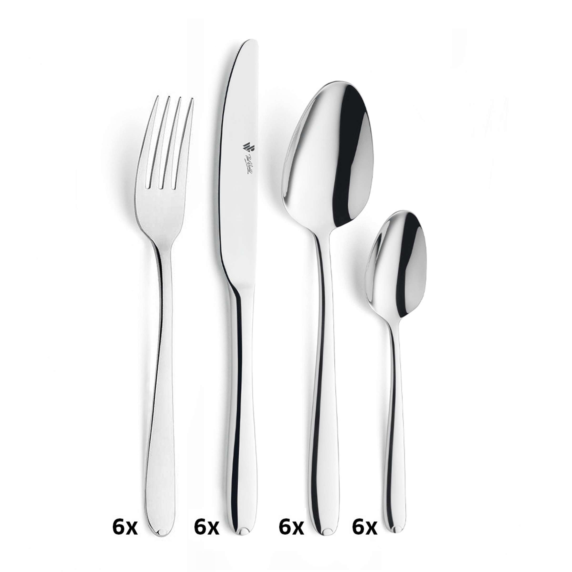 Paul Wirths CULTURA Besteckset, 24-teilig, Edelstahl mit Messer, Gabel, Löffel und Teelöffel, elegant und modern.