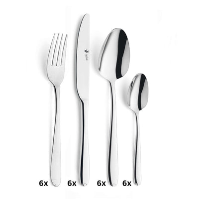 Paul Wirths CULTURA Besteckset, 24-teilig, Edelstahl mit Messer, Gabel, Löffel und Teelöffel, elegant und modern.