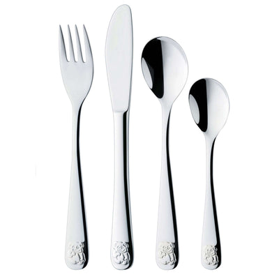 Kinderbesteck-Set von Paul Wirths, 4-teilig, inklusive Löffel, Gabel, Messer und Teelöffel, kindgerechtes Design