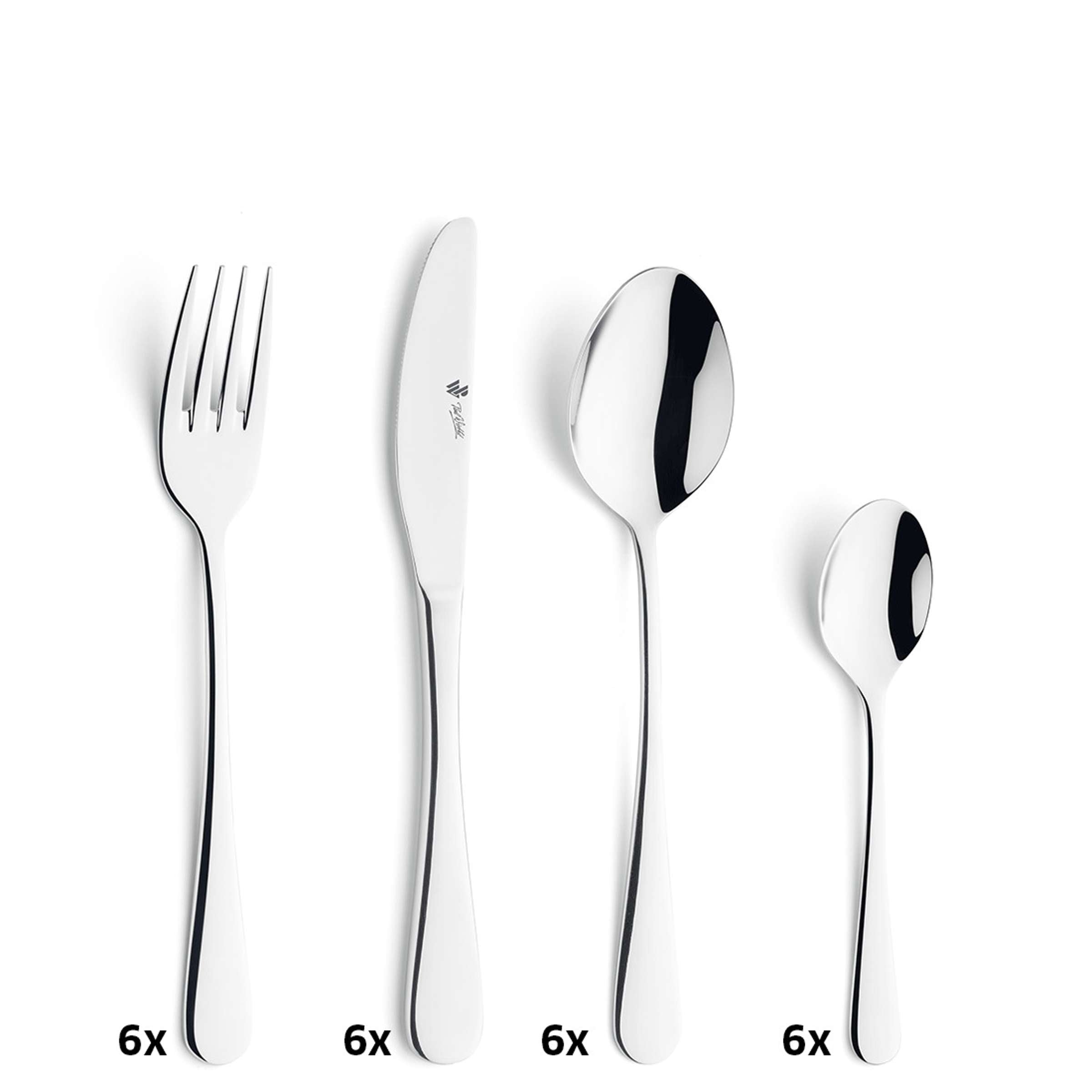 RHODOS Besteckset 24-teilig von Paul Wirths, elegantes Edelstahl-Geschirr mit Messer, Gabel, Löffel für den täglichen Gebrauch