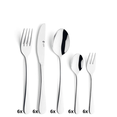 RHODOS Besteckset von Paul Wirths, 30-teilig, Messer, Gabeln, Löffel aus Edelstahl, elegante Essbesteck für den Haushalt