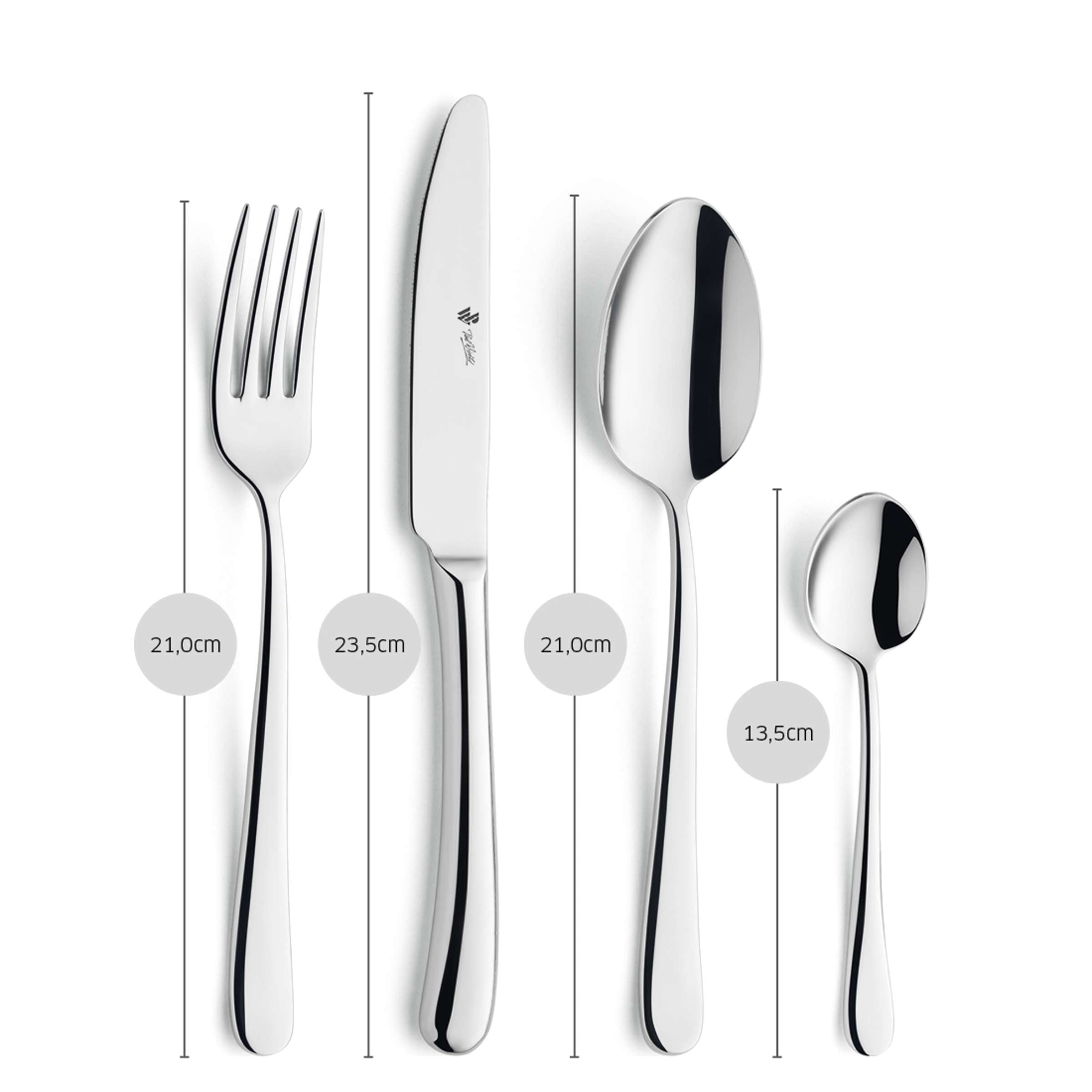Paul Wirths BLUES Besteckset, 24-teilig, Edelstahl, Messer, Gabeln, Löffel, elegantes Besteck für den Alltag