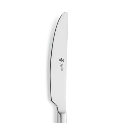 VIVENDI Menümesser von Paul Wirths, mattiertes Vollheft, elegantes Messer für den gedeckten Tisch, Nahaufnahme der Messerzunge