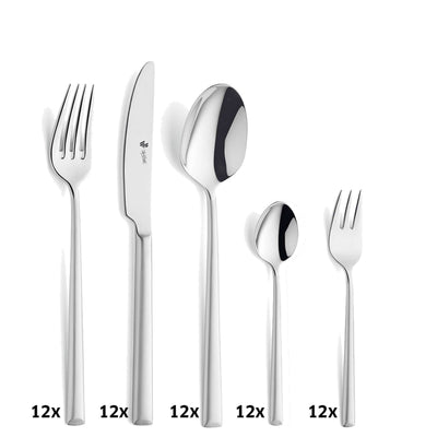 VIVENDI Besteckset 60-teilig, mattiertes Messer, Gabel, Löffel von Paul Wirths, elegantes Küchenbesteck in neutralem Design