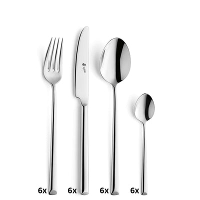 VIVENDI Besteckset 24-teilig, Paul Wirths, Edelstahl Besteck mit Messer, Gabel, Löffel für Dining und Gäste.